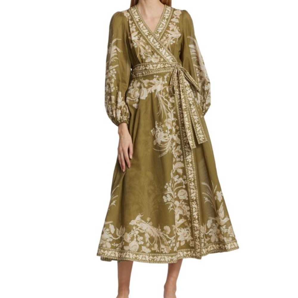 ZIMMERMANN Anneke Floral Cotton Wrap Midi-Dress size 1 (us6)